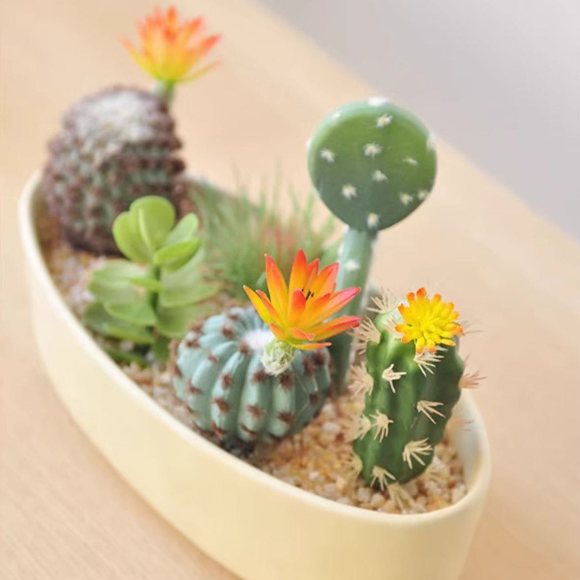 Desert Flora: Artificial Cacti with Colorful Blossoms