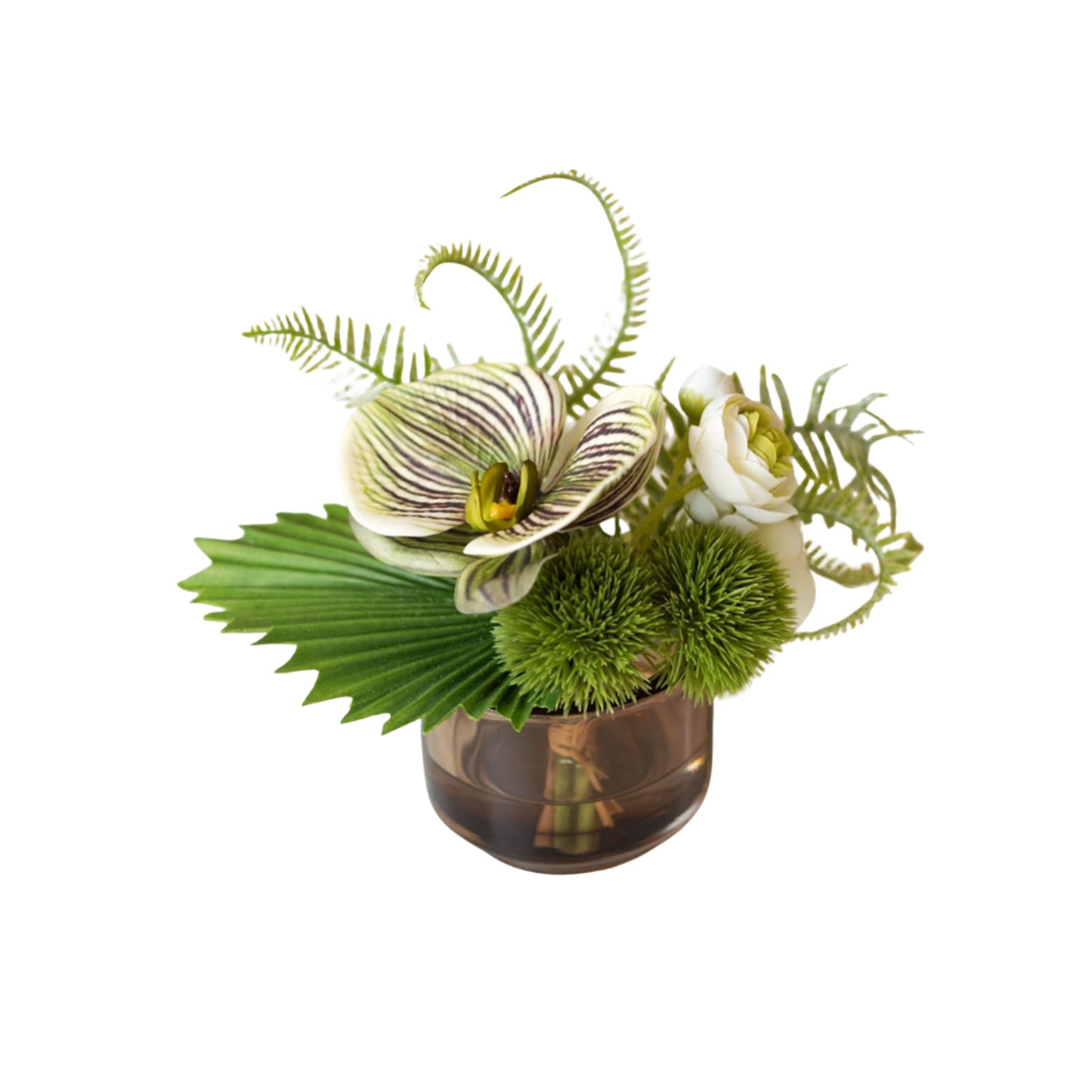 faux flowers bouquet in glass