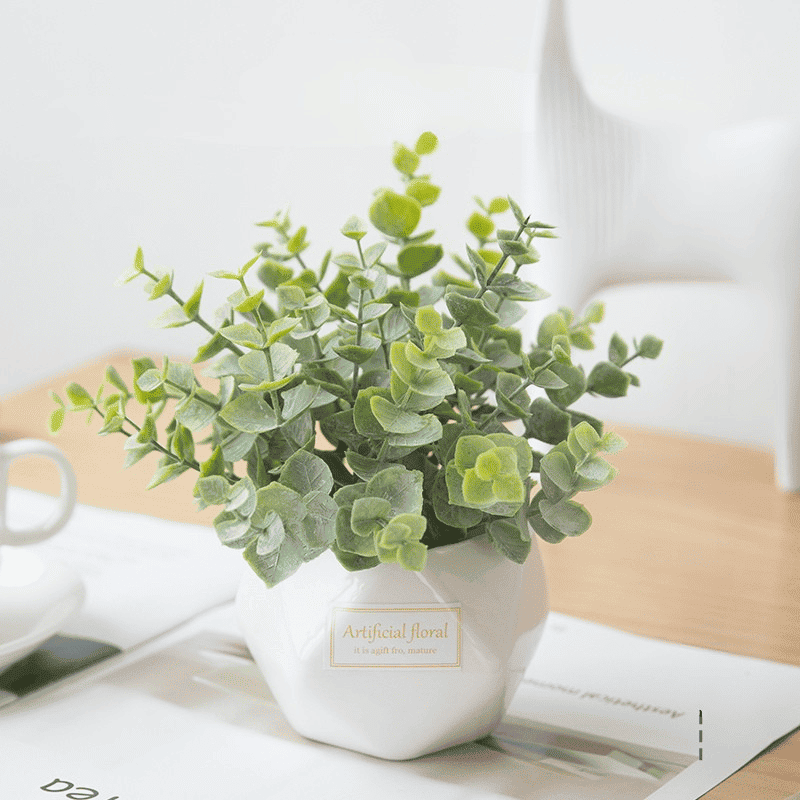 Faux Green Plants in Vase